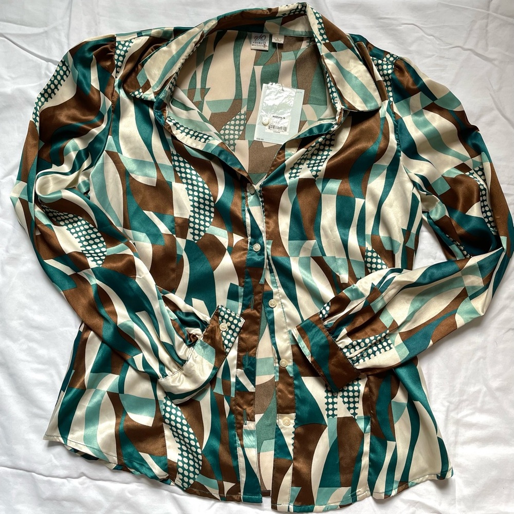 70s Inspired Multi color Button up Blouse